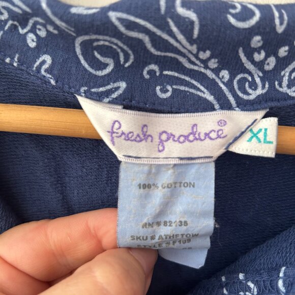 Fresh Produce Cardigan Jacket Womens XL Blue Nautical Button Front Collared - Picture 2 of 4